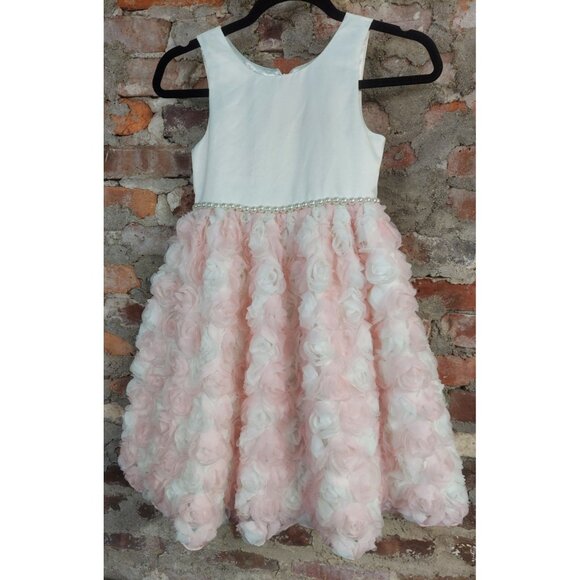 American Princess Other - American Princess Girls Dress Gown Sz 7 Pink Rose Skirt Pearls Formal XY